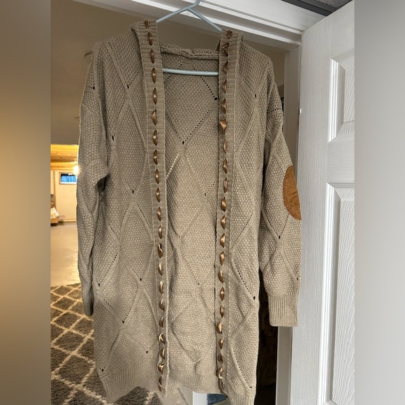 Cozy Beige Knit Cardigan Sweater - Picture 1 of 5